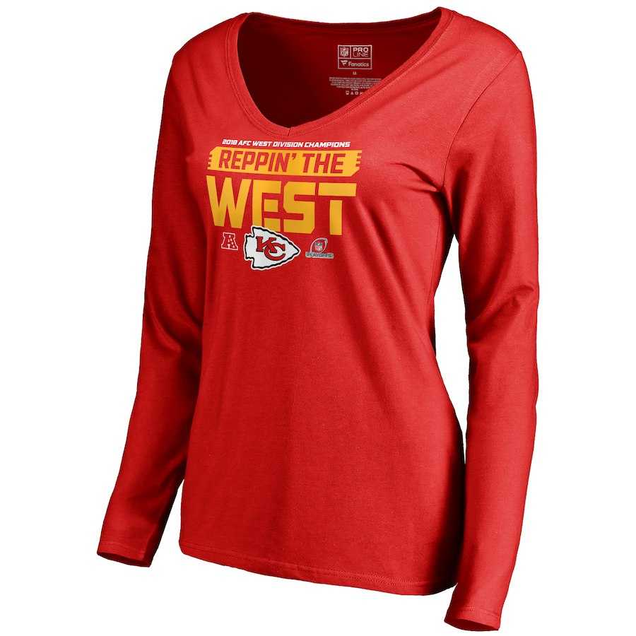 Women Chiefs Red Long Sleeve 2018 NFL Playoffs Reppin' The West T-Shirt,We sell and wholesale Women Chiefs Red Long Sleeve 2018 NFL Playoffs Reppin' The West T-Shirt on line form chian!
